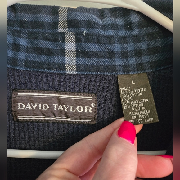 David Taylor Blue/White Plaid Flannel Size Large - Picture 3 of 3